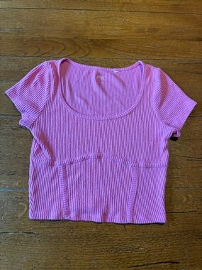 PacSun Pink Ribbed Scoop Crop Top